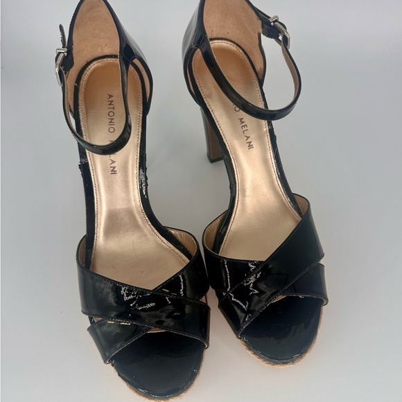 Black patent strappy platform heels Antonio Milano size 9 - Picture 7 of 13